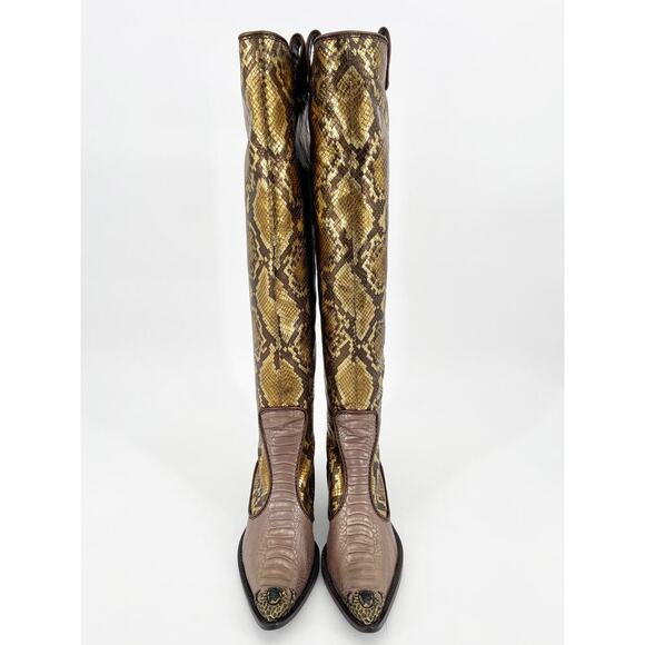 NWB Giuseppe Zanotti y2k Metallic Snakeskin Over The Knee Cowgirl Boot size 6 - Picture 6 of 13